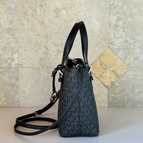 Michael Kors Jet Set Travel XS Tote Shoulder Bag MK Black/Silver - Picture 5 of 12